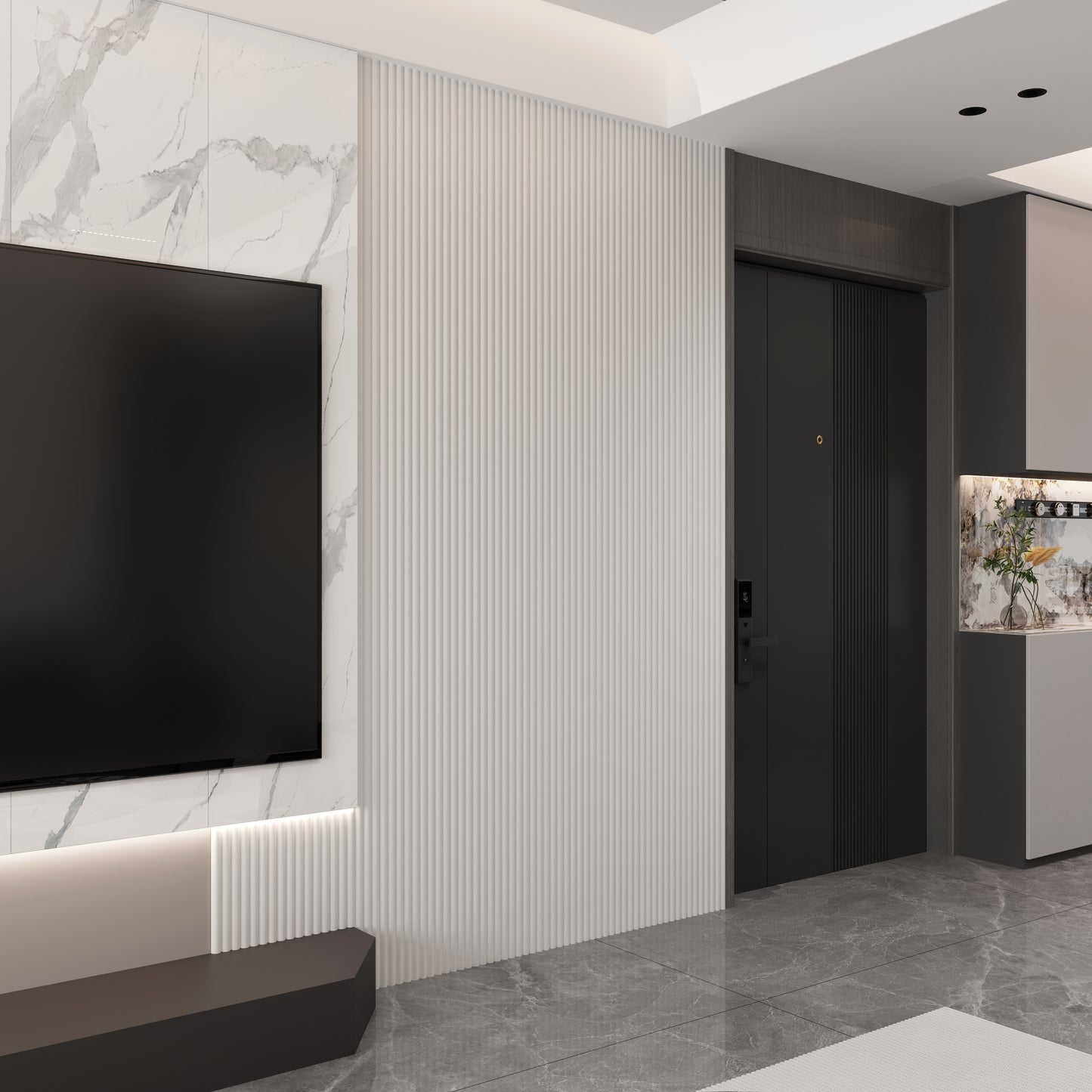 Wandverkleidung Wave Weiß 270x30 cm